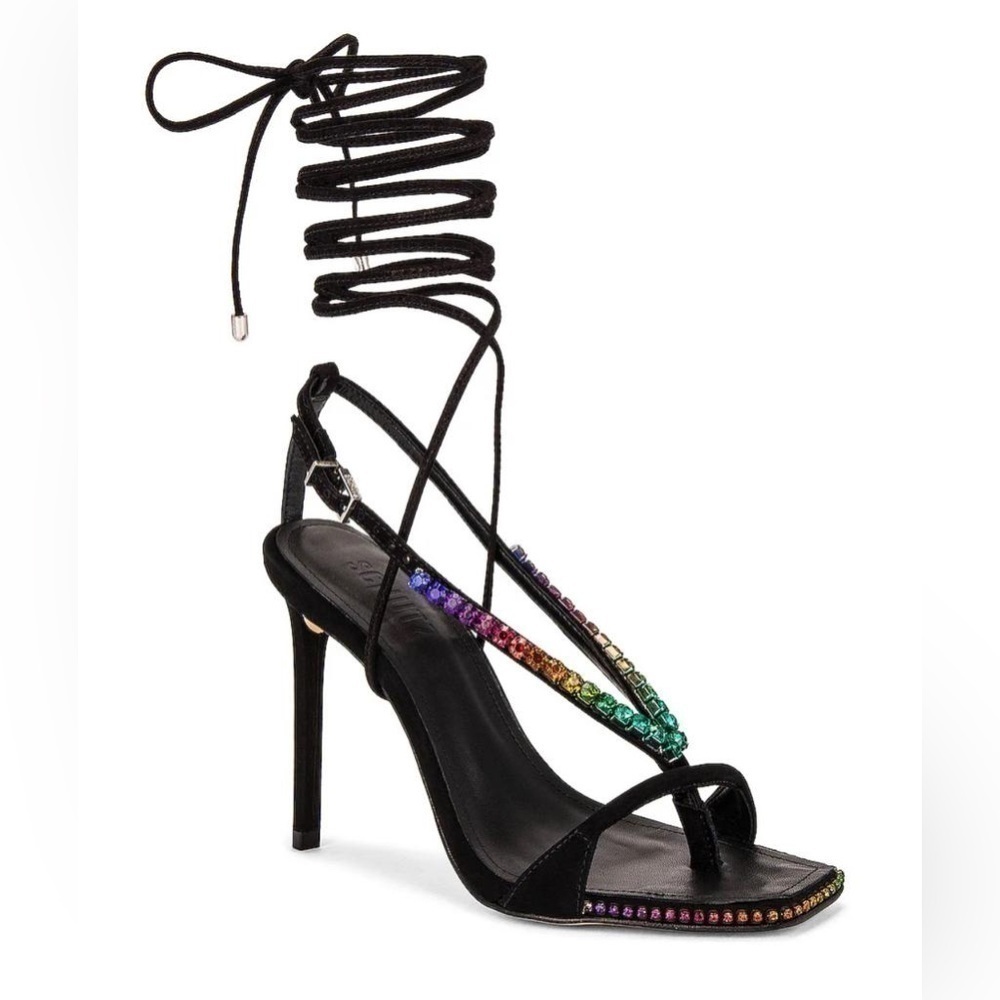 New Schutz Vikki Crystal Embellished High Heel Stiletto Sandals